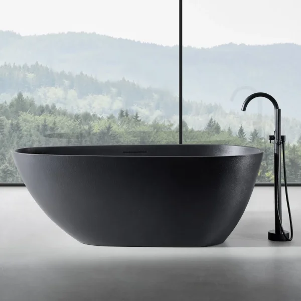 Ванна из литьевого мрамора Abber Dortmund AM9911B 170x75 см, отдельностоящая, черный матовый