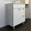 Тумба-умывальник COMFORTY "Клеон-75Н" белый/дуб дымчатый с раковиной Quadro 75