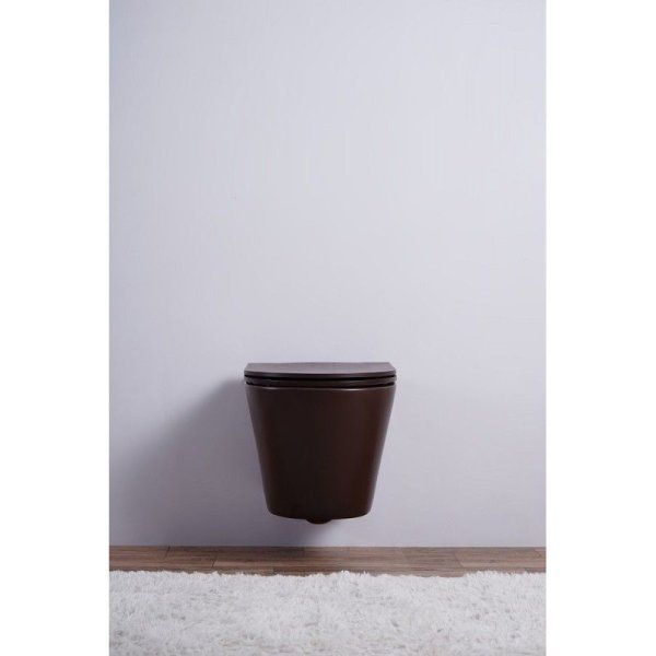 Унитаз подвесной Esbano Clavel безободковый, кофе матовый