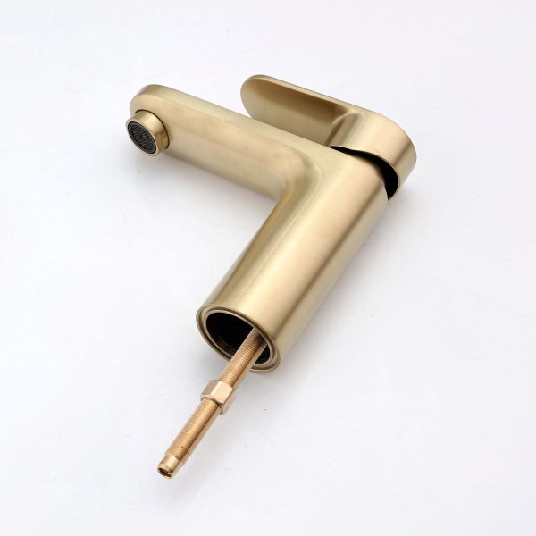 AQ1812BG НИКА смеситель для раковины 90 без донного клапана с гигиеническим ручным душем, шлиф.золото