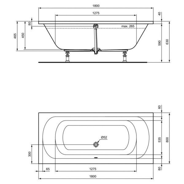 Ванна акриловая Ideal Standard Hotline Duo K275001 180x80