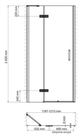 Стекло для душевой двери WasserKRAFT Aller 10H 10H05-SPL 120х200 прозрачное, профиль хром