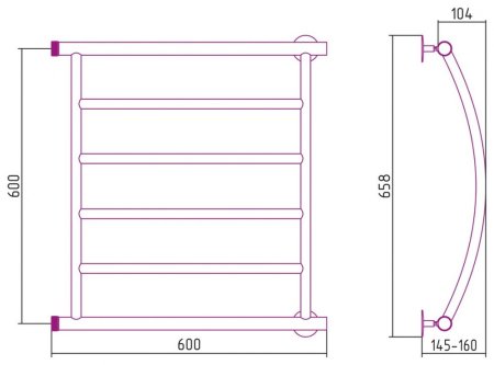 Полотенцесушитель водяной Стилье Минор 0602 60х60 хром