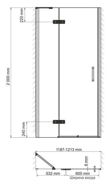 Стекло для душевой двери WasserKRAFT Aller 10H 10H05-SPR 120х200 прозрачное, профиль хром