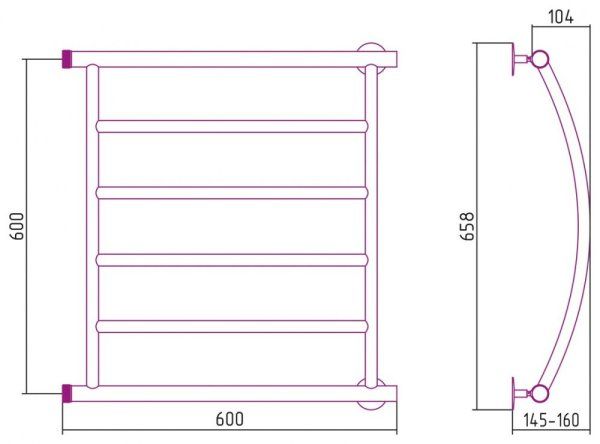 Полотенцесушитель водяной Стилье Минор 0602 60х60 хром