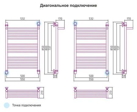 Полотенцесушитель водяной Сунержа Богема с полкой 800x500 хром