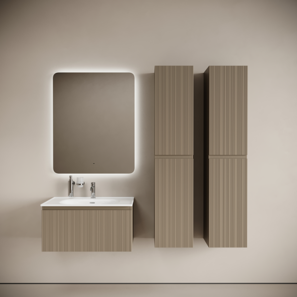 Тумба подвесная SANCOS Code 785х453х400, c одним  ящиком оснащенным доводчиками, цвет серо- бежевый,  CD80GB