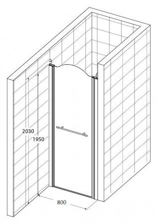 Душевая дверь Migliore Diadema 20401 80xH203 см, DX стекло матовое/декор, хром