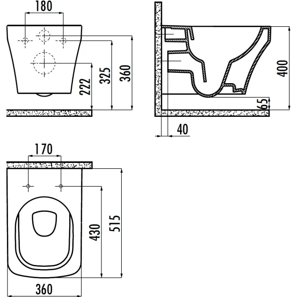 Унитаз подвесной Creavit Solo SO321-00CB00E-0000 безободковый, с функцией биде, белый