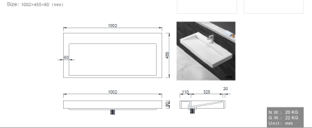 Столешница моноблок FLAT 100см Armadi Art 859-100