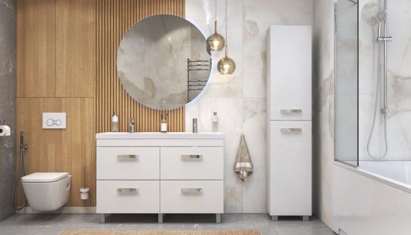 Пенал напольный Velvex  Orlando 190, белый матовый (pn.ORL.40 белый матовый)