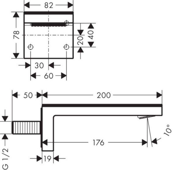 Излив Axor AX MyEdition 47410600 для ванны, хром/черное стекло
