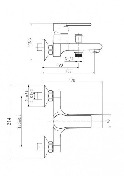Смеситель Cersanit Brasko 63021 для ванны, хром
