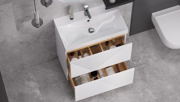 Тумба напольная Velvex Edge 70.2Y, белый глянец (tn.EDG.9696.70.2Y белый глянец)