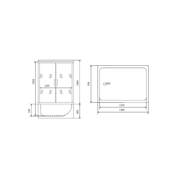 Душевая кабина Timo Lux 148*82*220  (TL-1505)