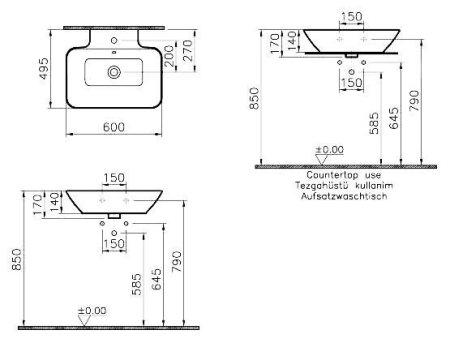 Раковина VitrA Geo 4426B003-0001 60