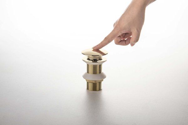 Донный клапан для раковины Push-open без перелива Aquatek AQ6003PG, золото полированное