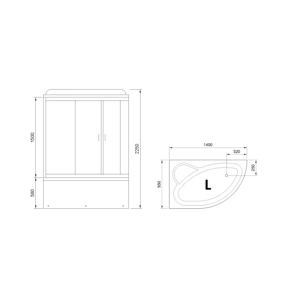 Душевая кабина 140x95x225 см Royal Bath RB140ALP-C-L матовое