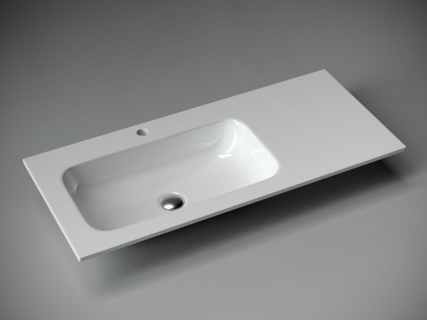 Раковина накладная Grace прямоугольная 1010*457*137мм, чаша слева, с отверстием под смеситель, цвет белый