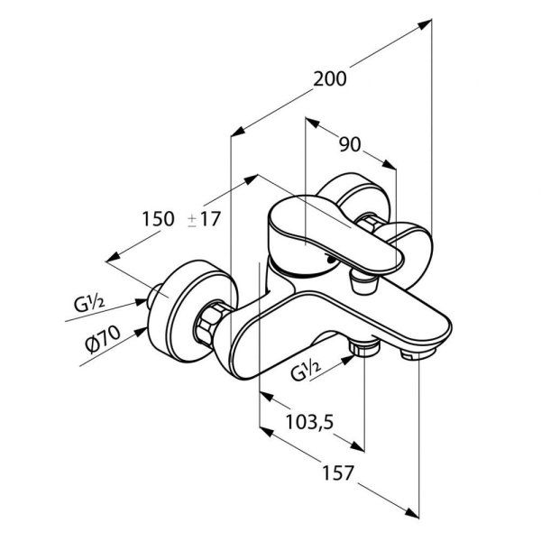 Смеситель Kludi Objekta 326530575 для ванны с душем, хром