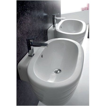 Раковина Ceramica Ala Wave 23LV WAVWB670 67 см декор волна, белая