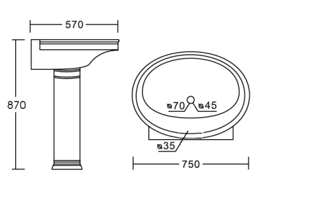 Умывальник CeramaLux 1411, Бело-Хром