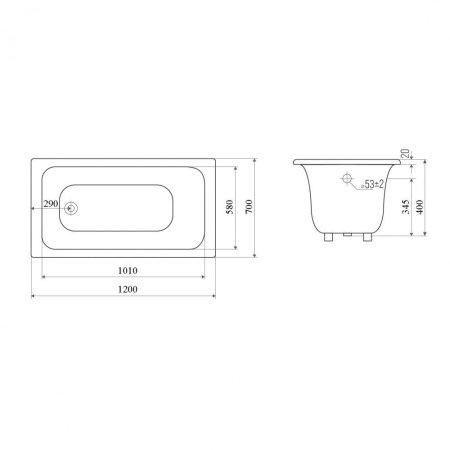 Чугунная ванна Cerutti SPA Cristina 7796 120x70 белый