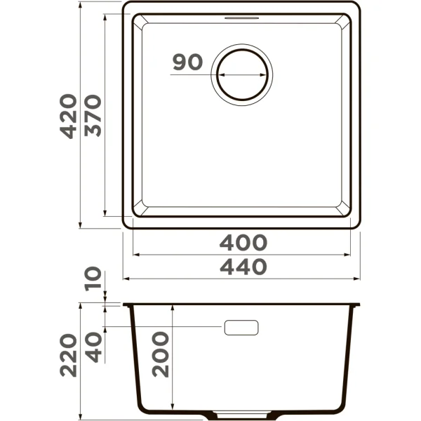 Кухонная мойка Omoikiri Artgranit Kata 44-U-ES 4997502 44x42 см, эспрессо