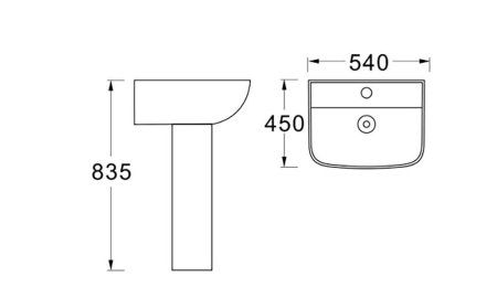 Раковина подвесная AQ5430-00 540*450, белая