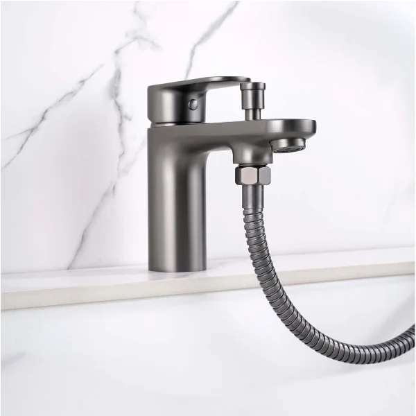 Смеситель на борт ванны Aquatek Ника AQ1844BGM с душевым гарнитуром, оружейная сталь матовый