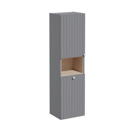 Шкаф-пенал VitrA Root Groove 69095 40 L с корзиной для белья, серый матовый