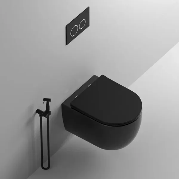 Унитаз подвесной Ceruttispa Oglio Aria CT9239 безободковый, с сиденьем микролифт, черный матовый