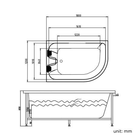 Акриловая ванна Grossman GR-18012L 180х120