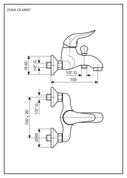 Смеситель Emmevi Duka 44001CR для ванны, хром