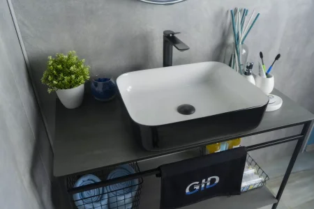 Раковина накладная Gid Nc366 52205, Белый / Черный