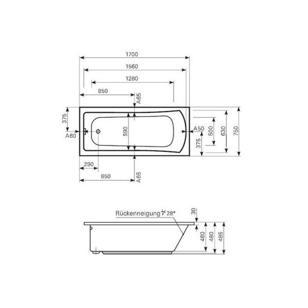 Акриловая ванна Mauersberger Jucunda 1017000701 170х75 белый