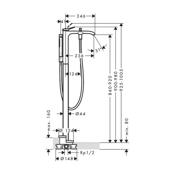 Смеситель Hansgrohe Vivenis 75445000 для ванны, хром