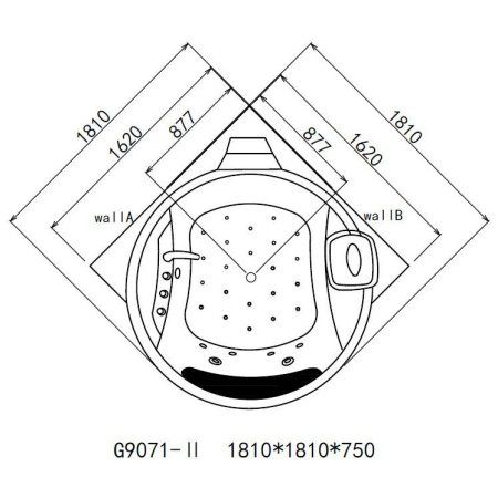 Акриловая ванна Gemy G9071 II K с гидромассажем