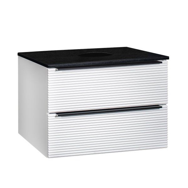 Тумба Runo Орлеан 60 белый матовый чёрный подвесная под накладной умывальник (00-00004649)