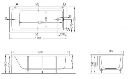 Ванна акриловая VitrA Neon 52280001000 170x75