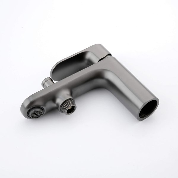 Смеситель врезной на борт ванны на 1 отв. Aquatek AQ1944BGM АЛЬФА , оружейная сталь