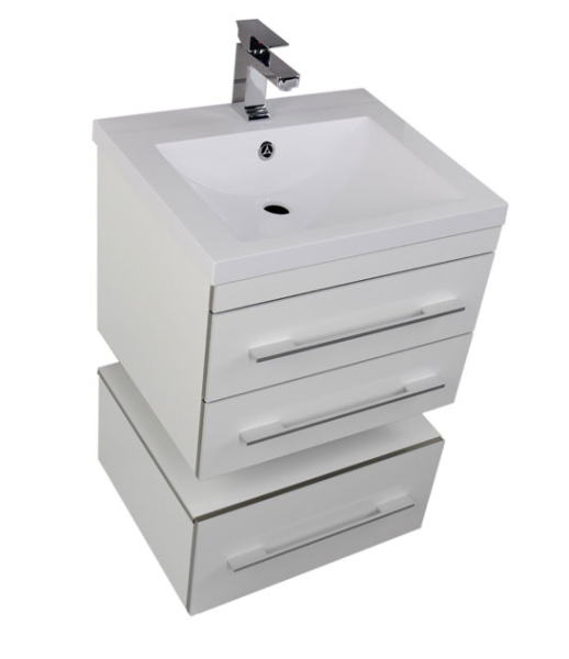 Тумба под раковину Aquanet Верона 00176667 58 белая, подвесная, 2 ящика