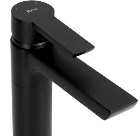 Смеситель для раковины (умывальника) REA ARGUS BLACK черный низкий, REA-B6210