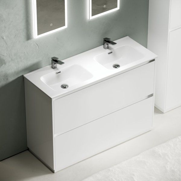 Тумба под раковину SANCOS Libra Floor напольная, 1190х450х840, c двумя ящиками оснащенными доводчиками, белый глянец ,  LB120F-1W