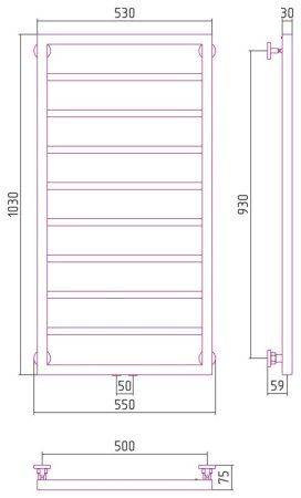 Полотенцесушитель водяной Сунержа Канцлер 30-0254-1050 1000x500 белый матовый
