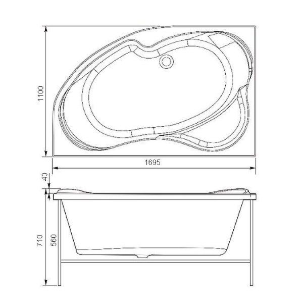 Акриловая ванна Aquanet Capri 00203922 170х110 R