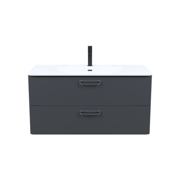 Тумба с умывальником, подвесная, 100 см, серый, Brick, IDDIS, BRI10G0i95K