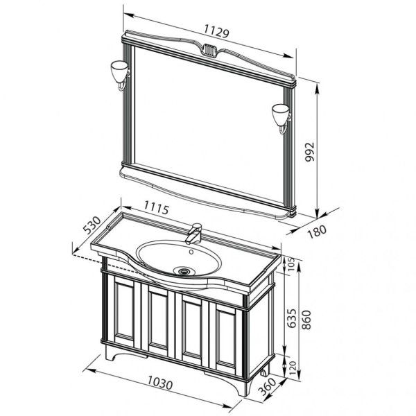 Тумба для комплекта Aquanet Николь 110 орех