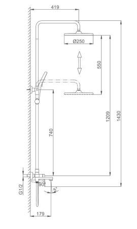 Душевая система Frap H85-9 F2485-9 оружейная сталь
