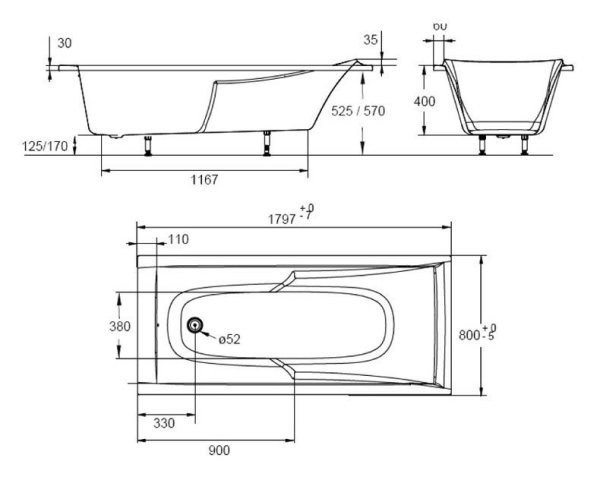 Акриловая ванна Jacob Delafon Corvette 3 180 см